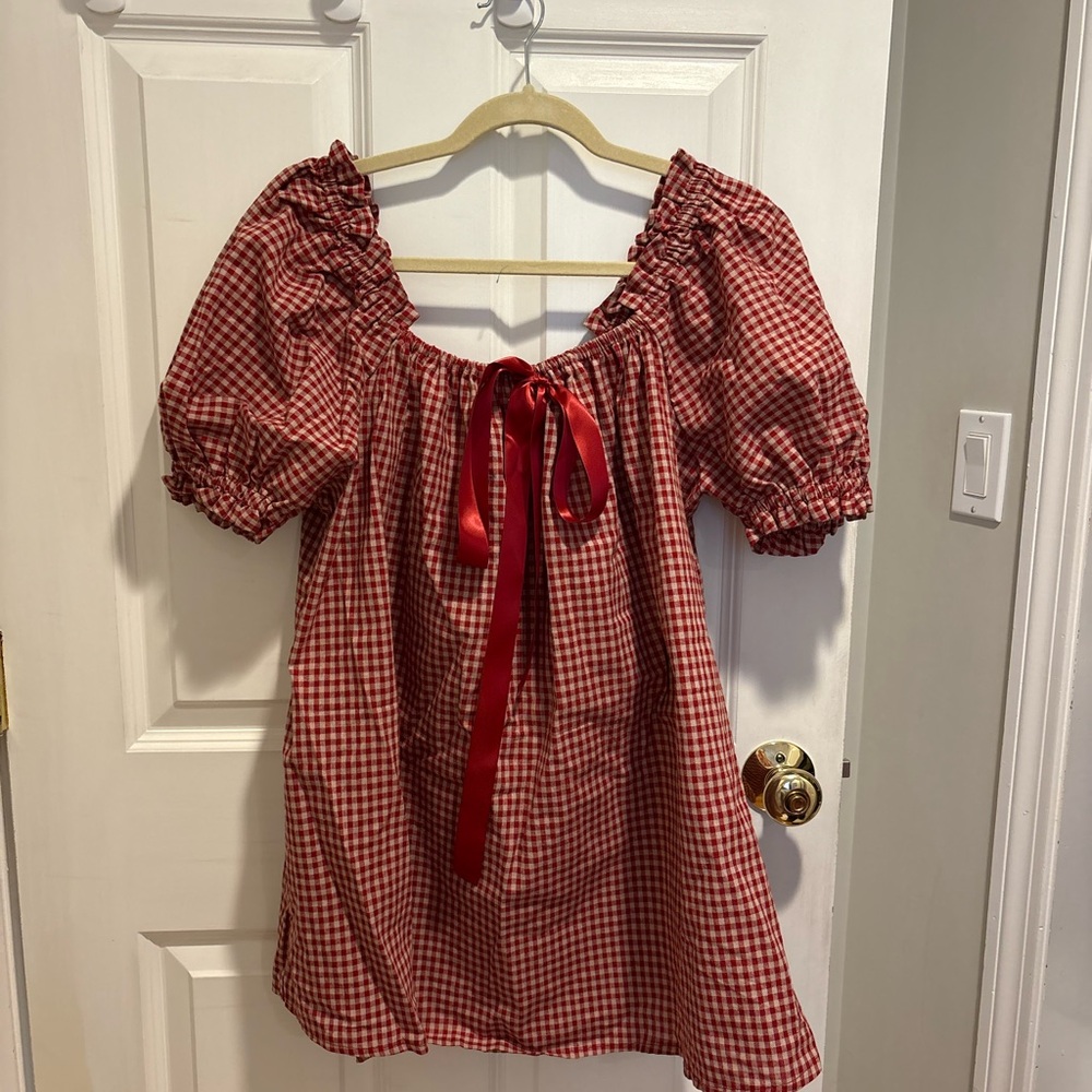 Gingham babydoll dress